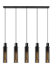 Lampadario Lucide Orlando 5xE27 nero metallo/vetro