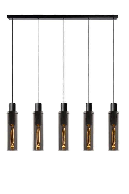 Lampadario Lucide Orlando 5xE27 nero metallo/vetro