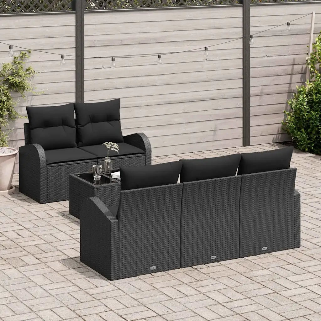 Set Divano da Giardino Nero 55 x 55 x 37 cm polyrattan