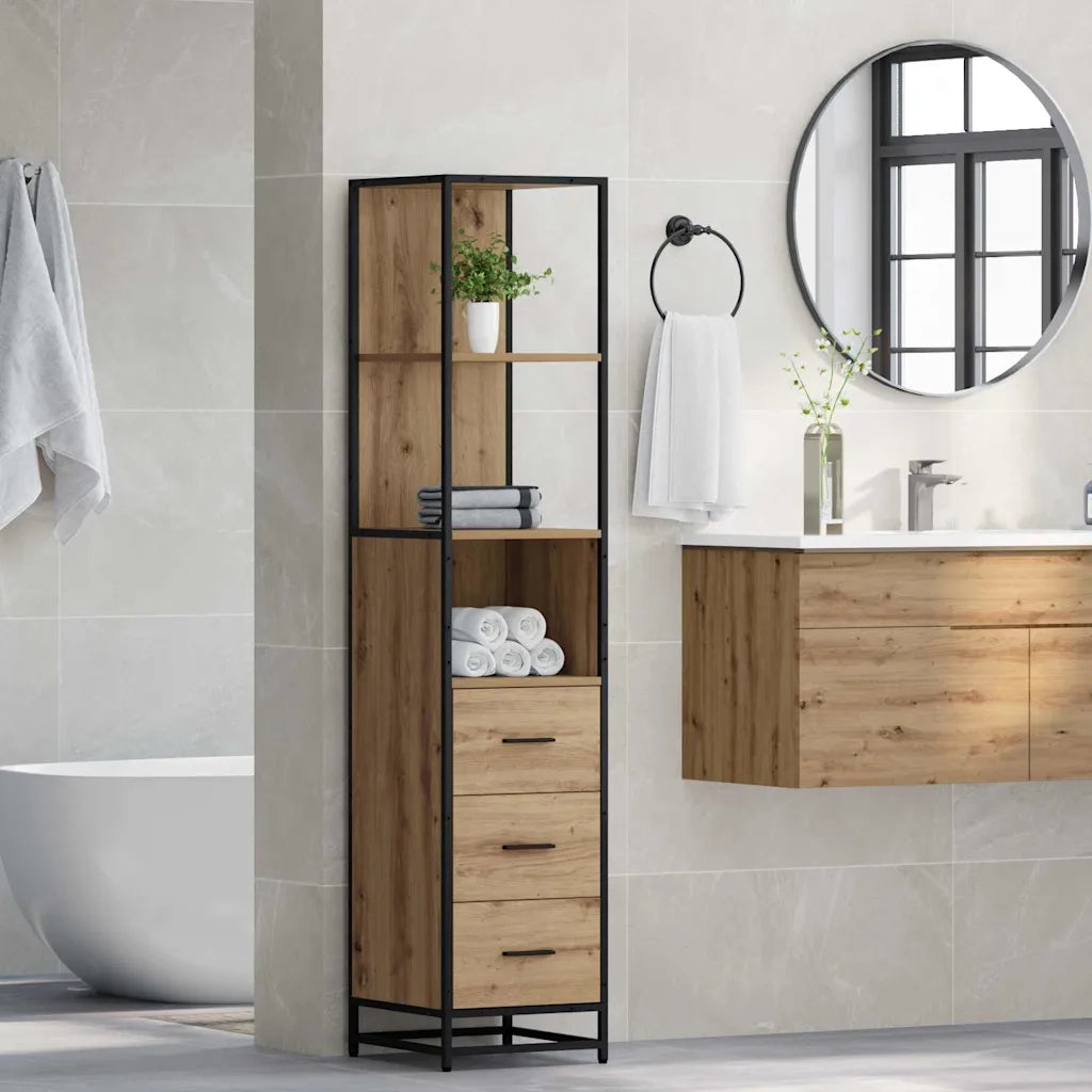 Set di mobili per il bagno con cassetto Rovere artigianale