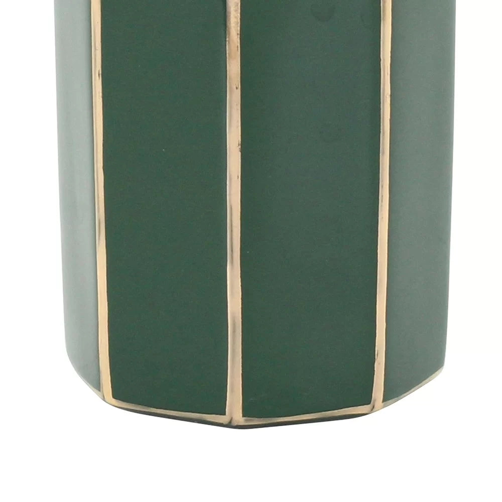 Porta spazzolini verde e oro in ceramica - Serie Smeraldo