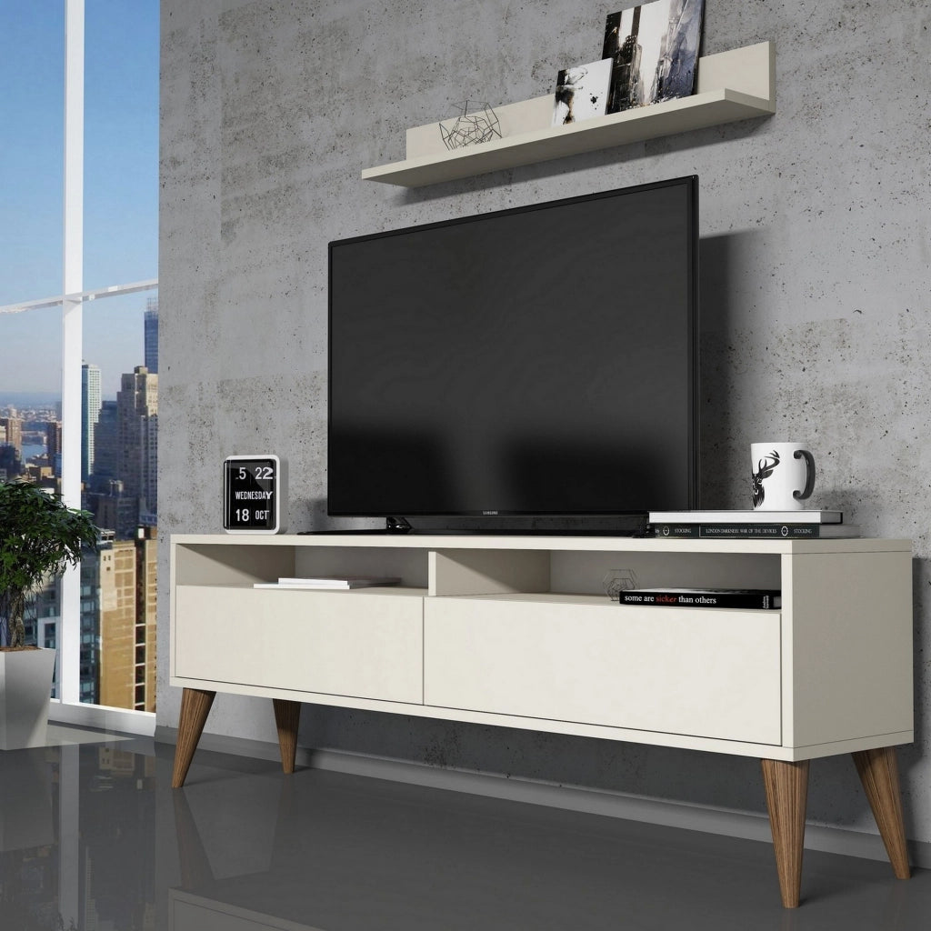 Maglie, Mobile Porta tv 3 Ripiani, 150x30x50h cm Bianco Crema