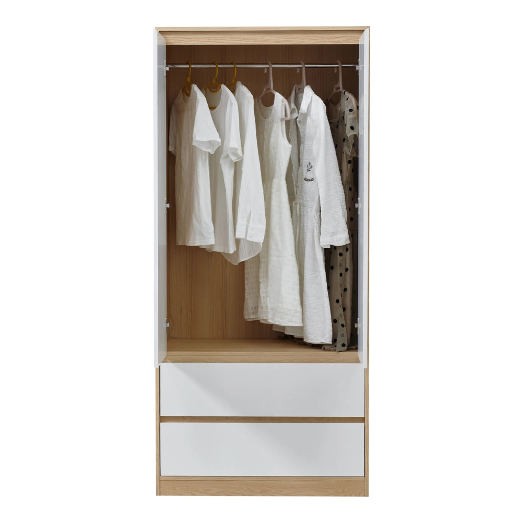 Armadio Guardaroba Bastheim con Cassetti 176 x 80 x 52 cm Effetto Rovere [en.casa]