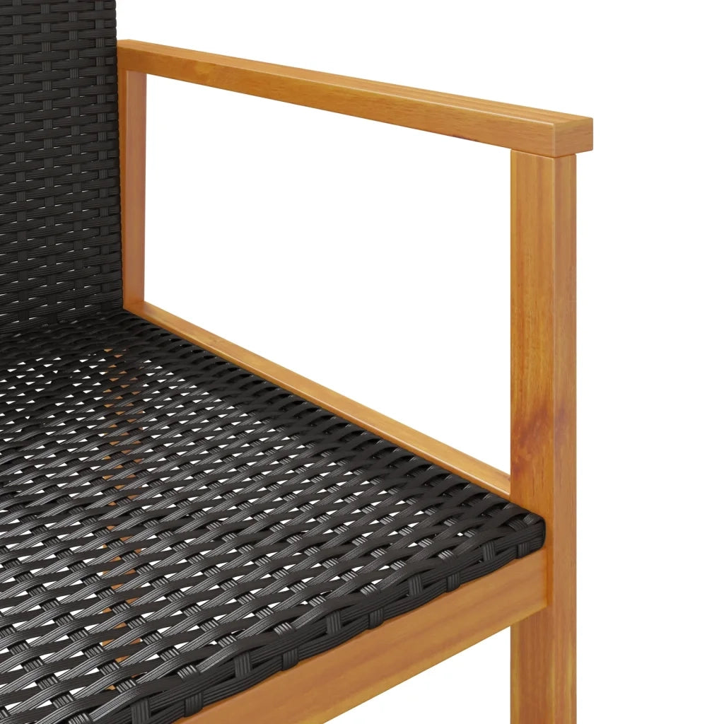 Sedie da Giardino 2 pz Nere in Polyrattan e Legno Massello 368708