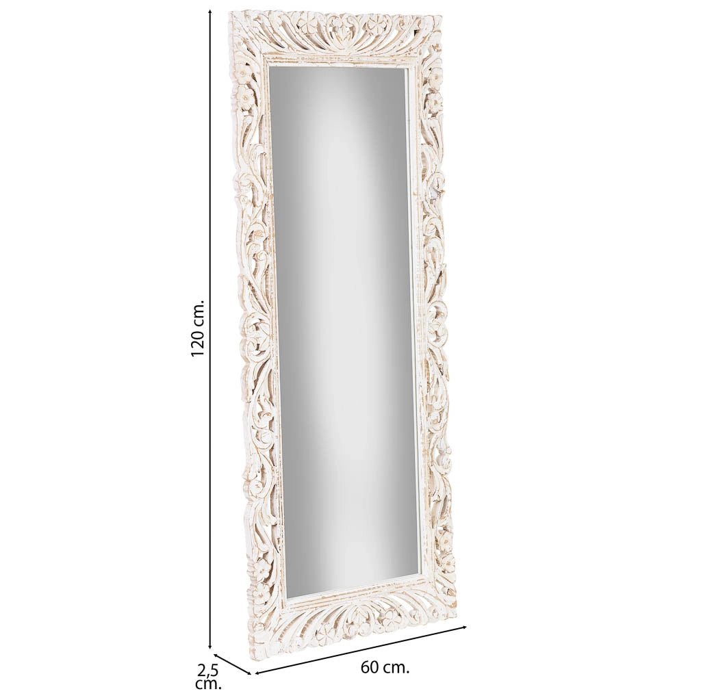 Specchio da parete in legno bianco 60x120x2,5h cm