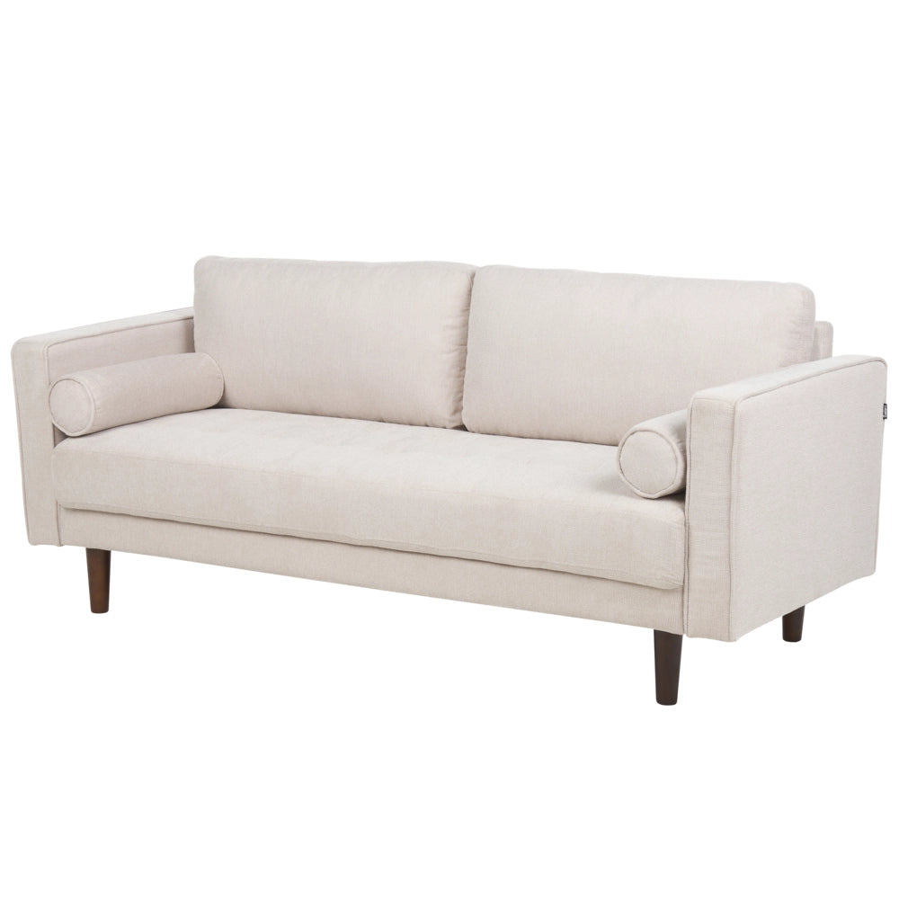 Set da soggiorno divano 3 posti e poltrona Imbottiti in tessuto beige con schienale imbottito stile retrò soggiorno