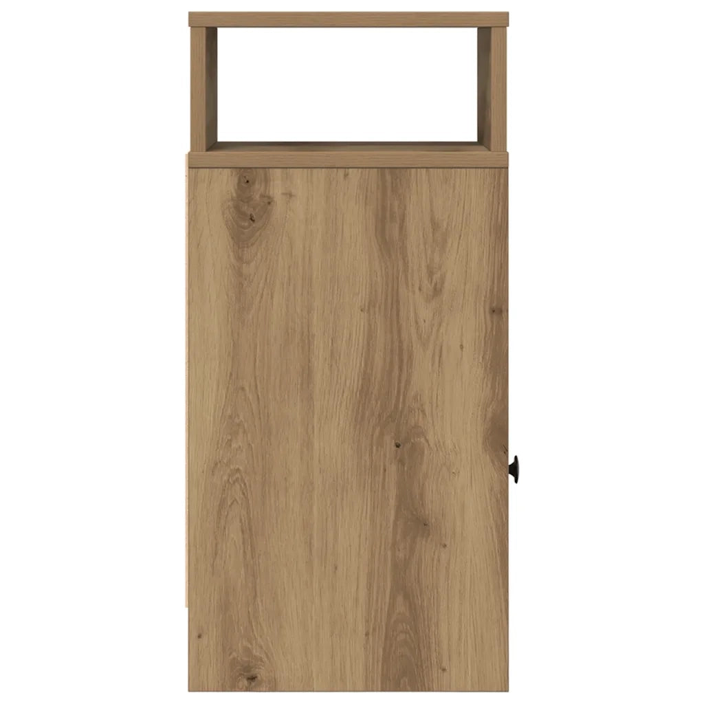 Set di 2 Comodini | Armadio da Notte | Mobiletto da notte con Cassetto Rovere Artigianale 25x31x66 cm