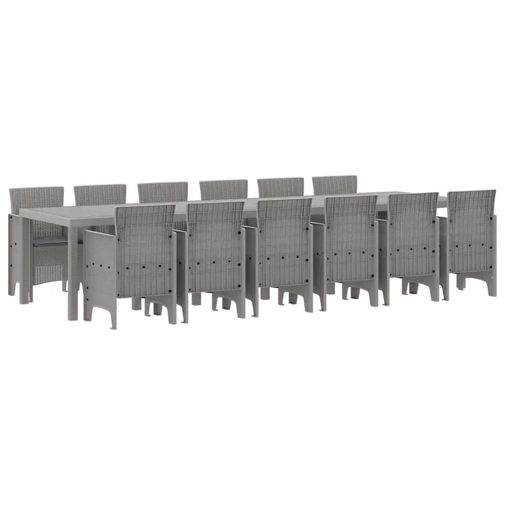 Set da Pranzo per Giardino 13 pcs Grigio chiaro Rattan Polt 3378790