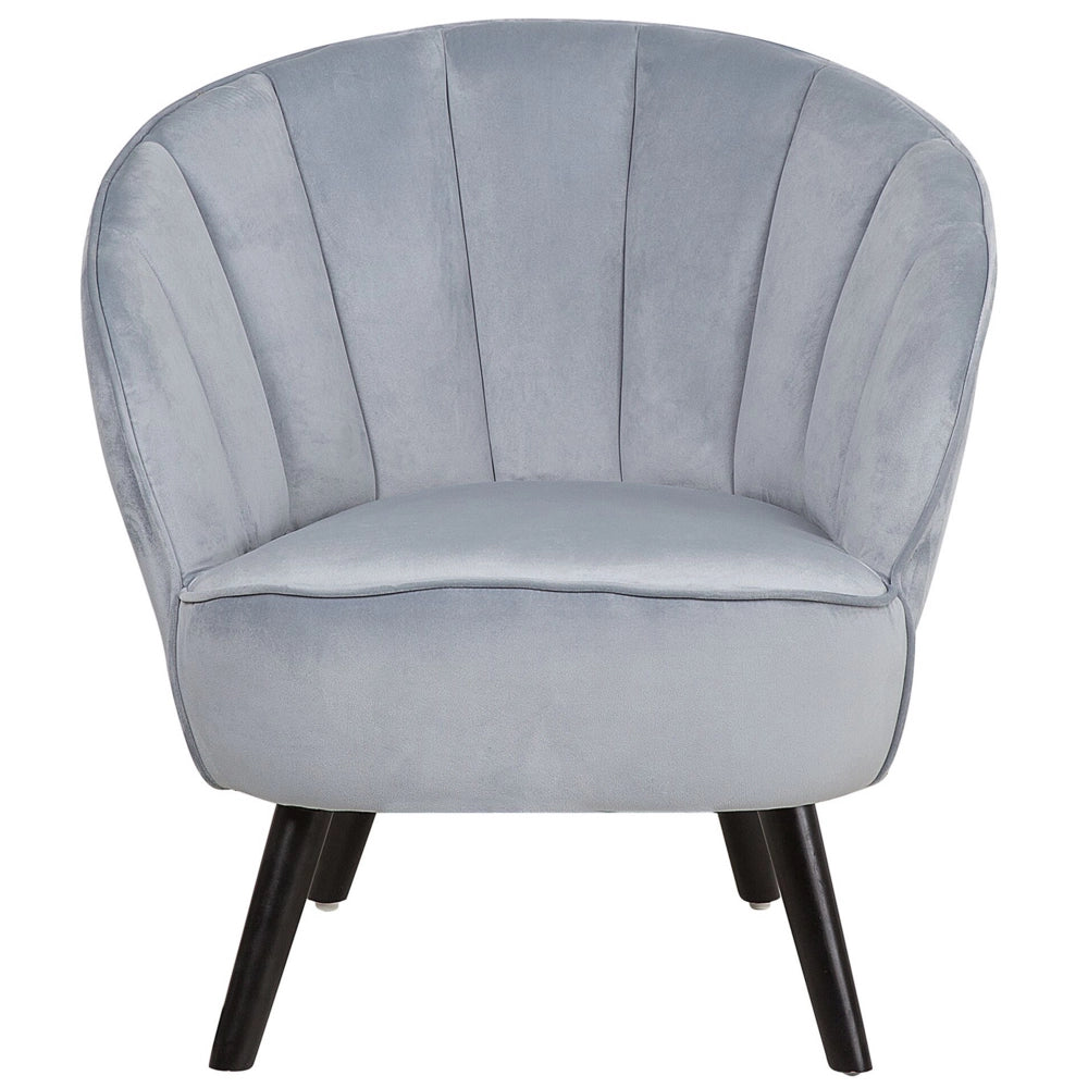 Poltrona con rivestimento in tessuto di velluto grigio chiaro Sedia con schienale Glam Shell