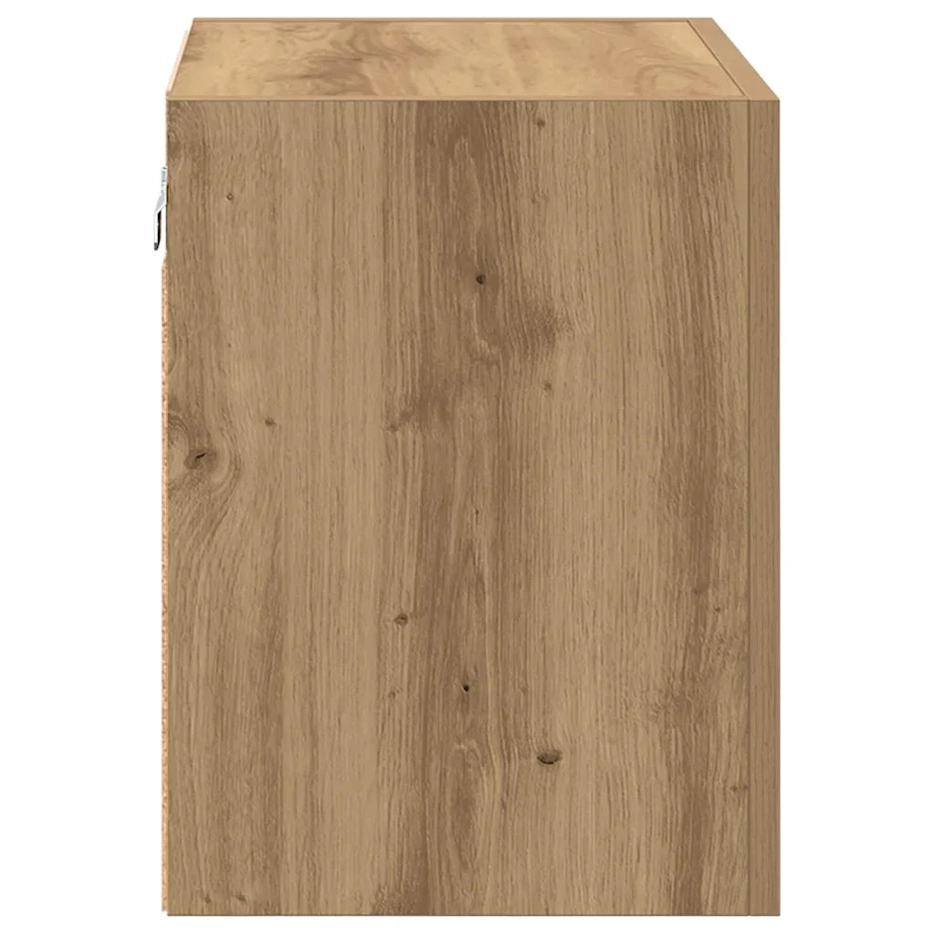 Mobile TV a parete moderno con vano contenitore 40,5 x 30 x 40 cm design elegante finitura in rovere ingegnerizzato realizzato artigianalmente 02_0052797