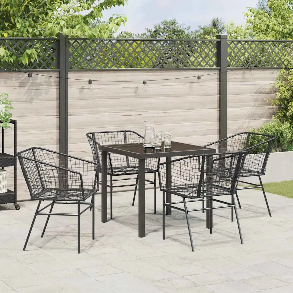 Set da Pranzo per Giardino 5 pcs Nero polyrattan 3380891