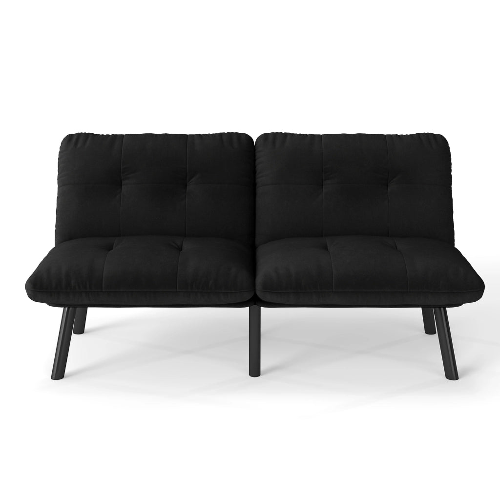 DIVANO LETTO pieghevole 87 x 58 x 25 cm Nero in velluto