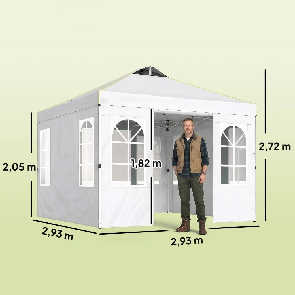 Tenda da giardino pieghevole 3x3 m con UPF50+ ¨C zephmum ¨C 4 laterali, bianco