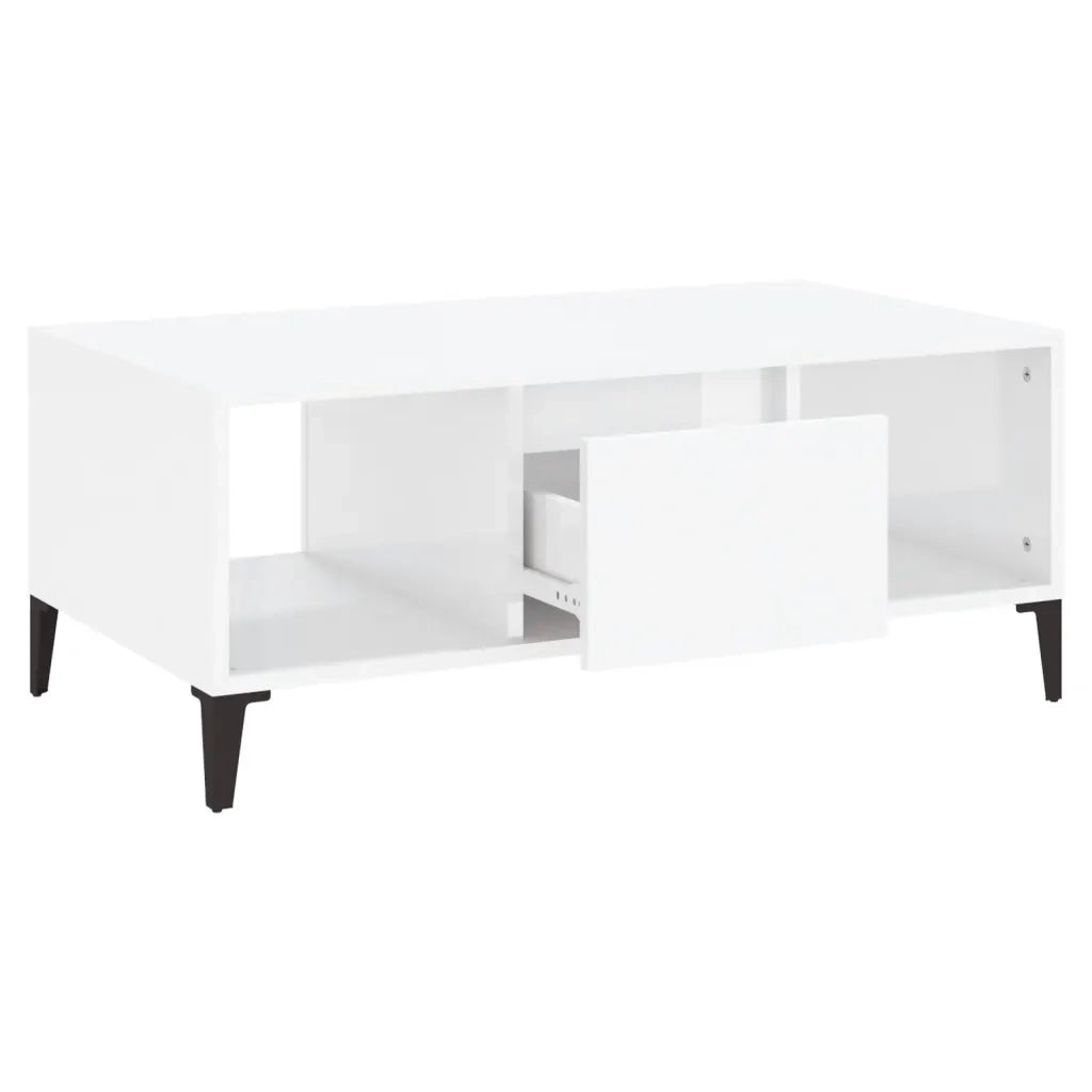 Tavolino Salotto Bianco Lucido 90x50x36,5 cm Legno Multistrato cod mxl 27980