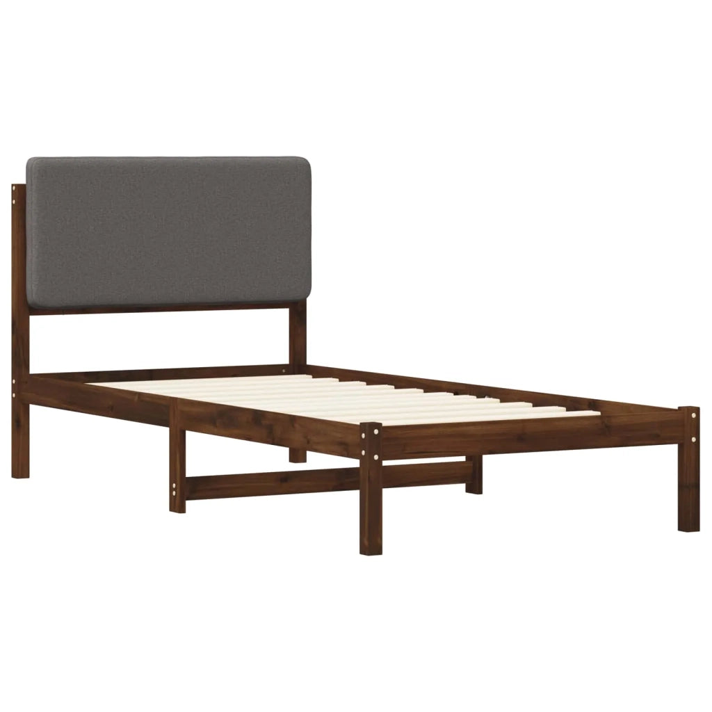 Letto con Testiera Rivestita Marrone scuro e grigio chiaro 904022