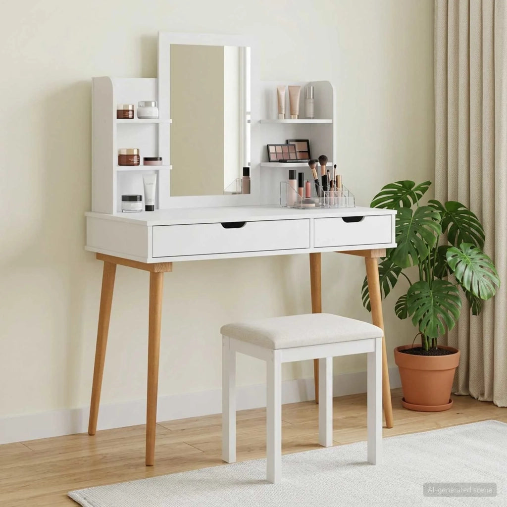 Set Tavolo da Trucco FAUSKE 4 pcs Bianco 100 x 50 x 143 cm 3438583