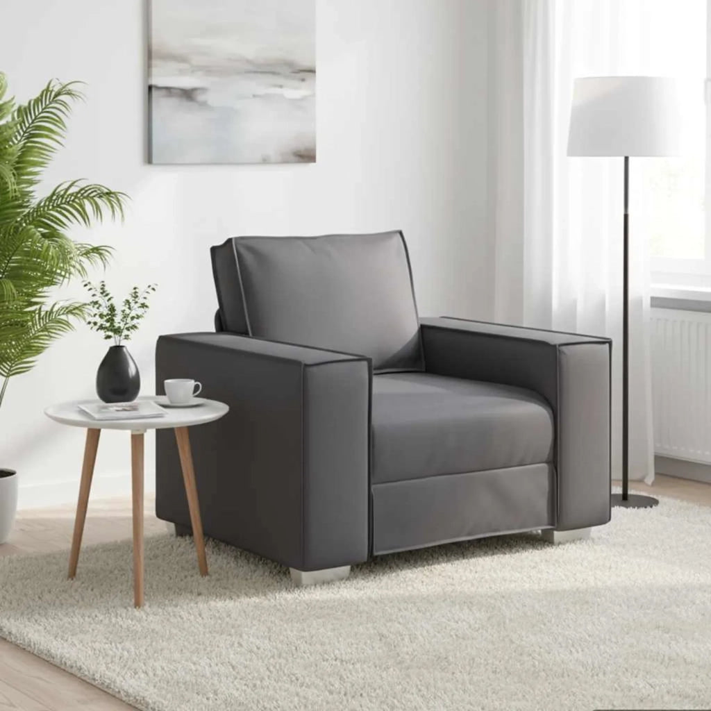 Poltrona | Sedia Relax Sofa Grigio 100 cm Pelle Sintetica