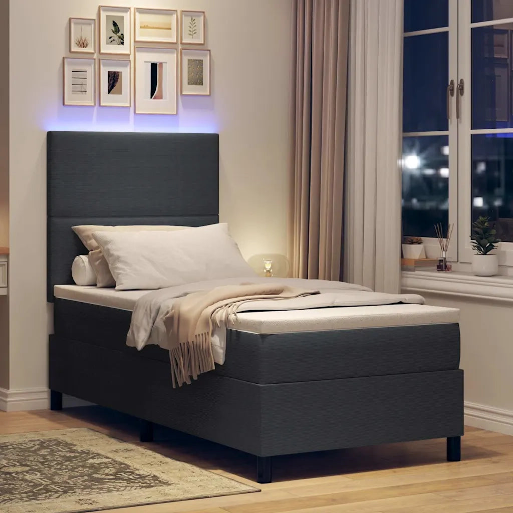 Letto a Sorgente LED Grigio Scuro e Bianco 90 x 200 cm 3337628