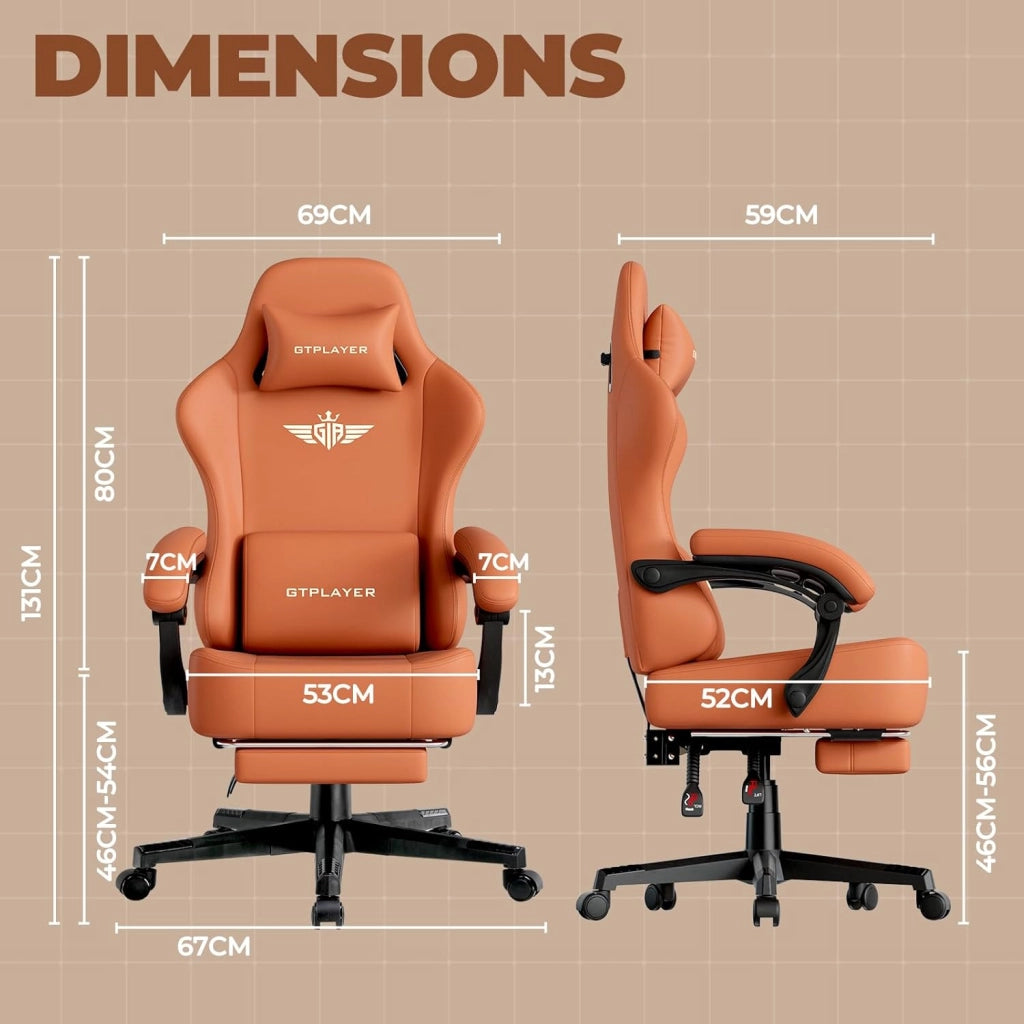 Sedia da gioco, traspirante, sedia da ufficio, ergonomica, in tessuto di alta qualità, ergonomica, schienale regolabile a 160°, poggiapiedi estraibile,carico 180 kg,arancione
