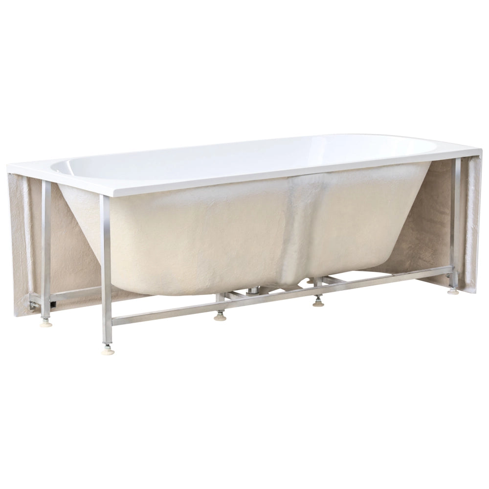 Vasca da bagno angolare sinistra in acrilico bianco lucido 170 x 80 cm Controllo del troppopieno Bagno in stile moderno