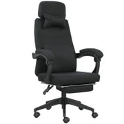 Poltrona da ufficio poltrona da ufficio grande comfort schienale regolabile poggiapiedi ruote 360° lino 62 x 68 x 127 cm nero