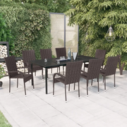 Set da Pranzo per Giardino 9 pz con Cuscini Marrone e Nero cod mxl 52415