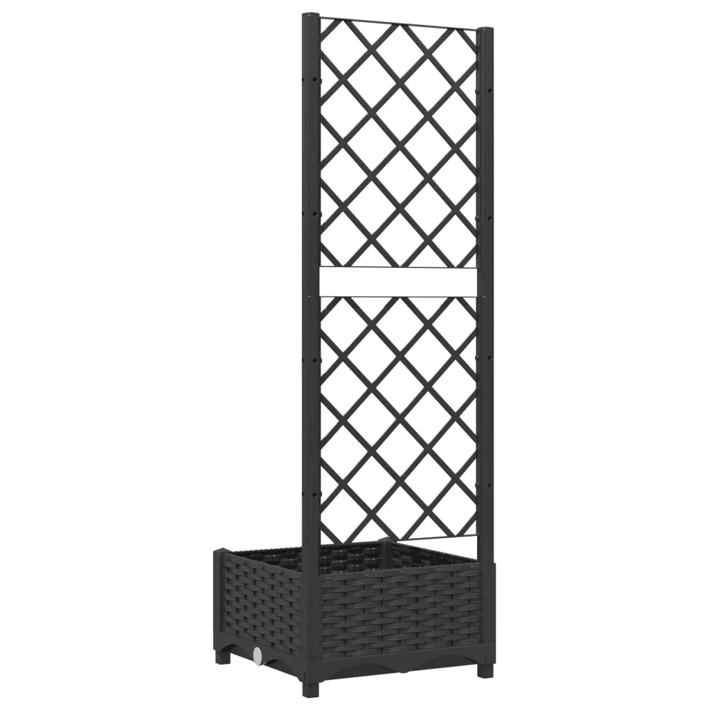 Fioriera da giardino con traliccio-Vaso da Esterno-Vaso con Griglia nera 40x40x121,5 cm PP