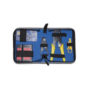 Kit attrezzi link per reti con tester, pinza spelafili, 4, 6, 8 poli e attrezzo per inserire cavo nel jack keystone di rete - LKMS09