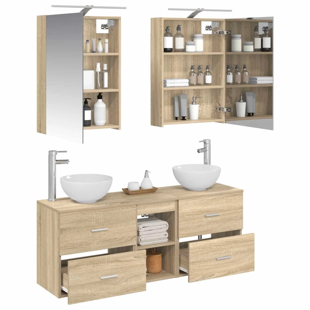Set di Armadi da Bagno 5 pcs Rovere Sonoma 50 x 14,5 x 70 cm 3406673