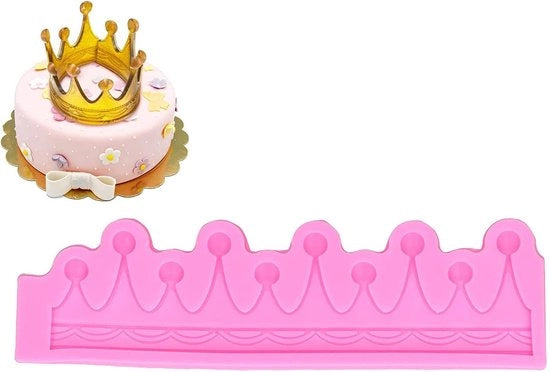 Fondant per Torte a forma di Corona - Toppa per Torte in Silicone - Rosa - Materiale Idoneo per l'Alimentazione - Resistente alle Temperature - Peso 94 g - Decorazione per Torte