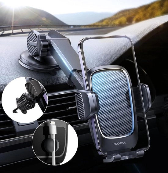 Supporto per smartphone per auto clip di ventilazione 360° rotativo protezione da graffi - Aggiornamento 2023 con chiusura magnetica per cavo
