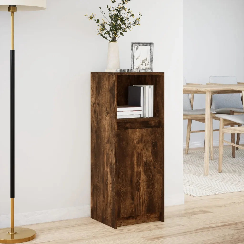 Credenza con LED Rovere Fumo 38x34x100 cm in Legno Multistrato