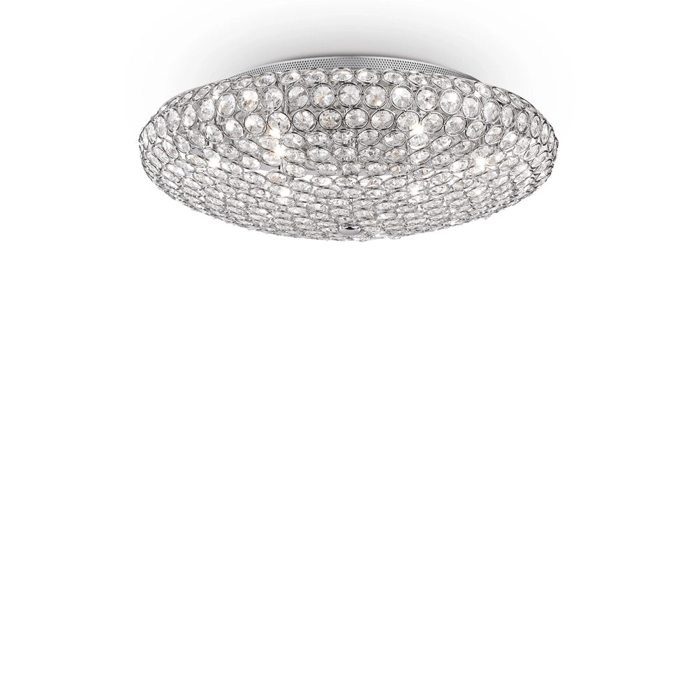 Plafoniera Contemporanea King Metallo-Cristallo Cromo 9 Luci G9 3W 3000K