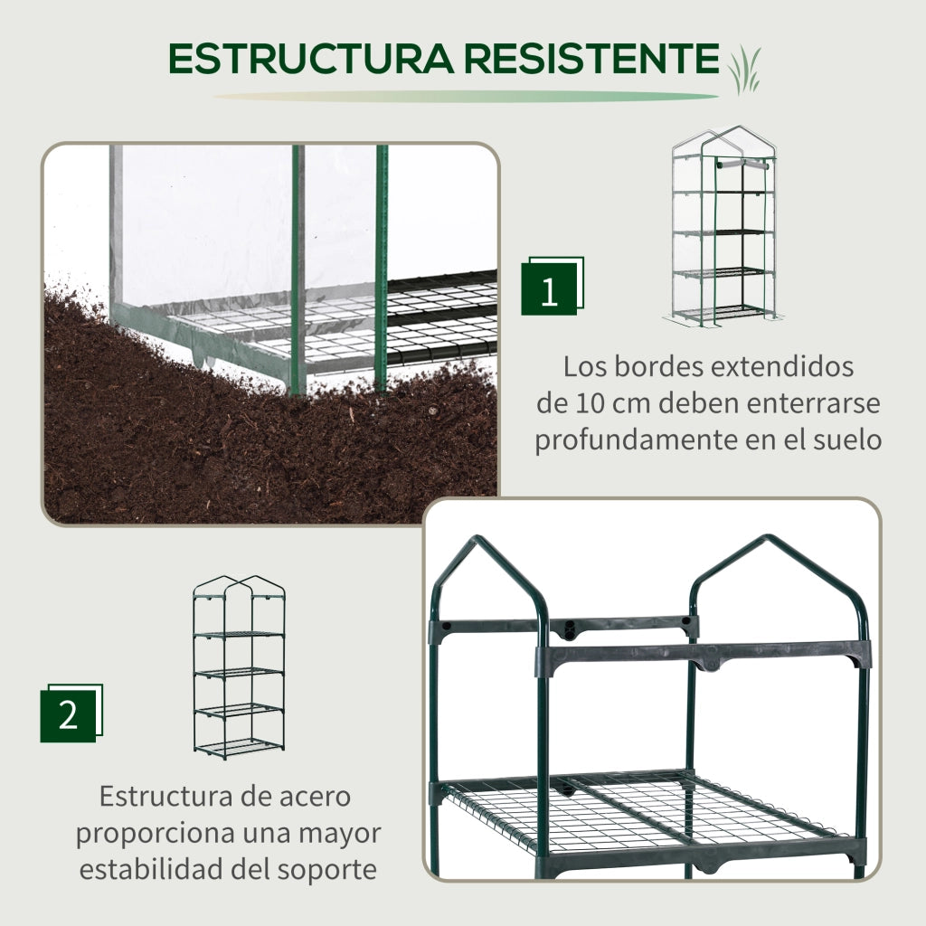 Serra da giardino con 4 ripiani e copertura in PVC ¨C zephmum ¨C 70x50x160 cm trasparente