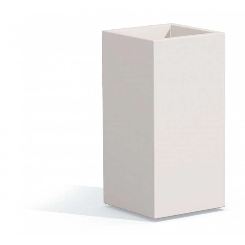 Vaso alto moderno di design 40x40 H80 in polimero bianco resistente per interno ed esterno - Made in Italy - Monacis