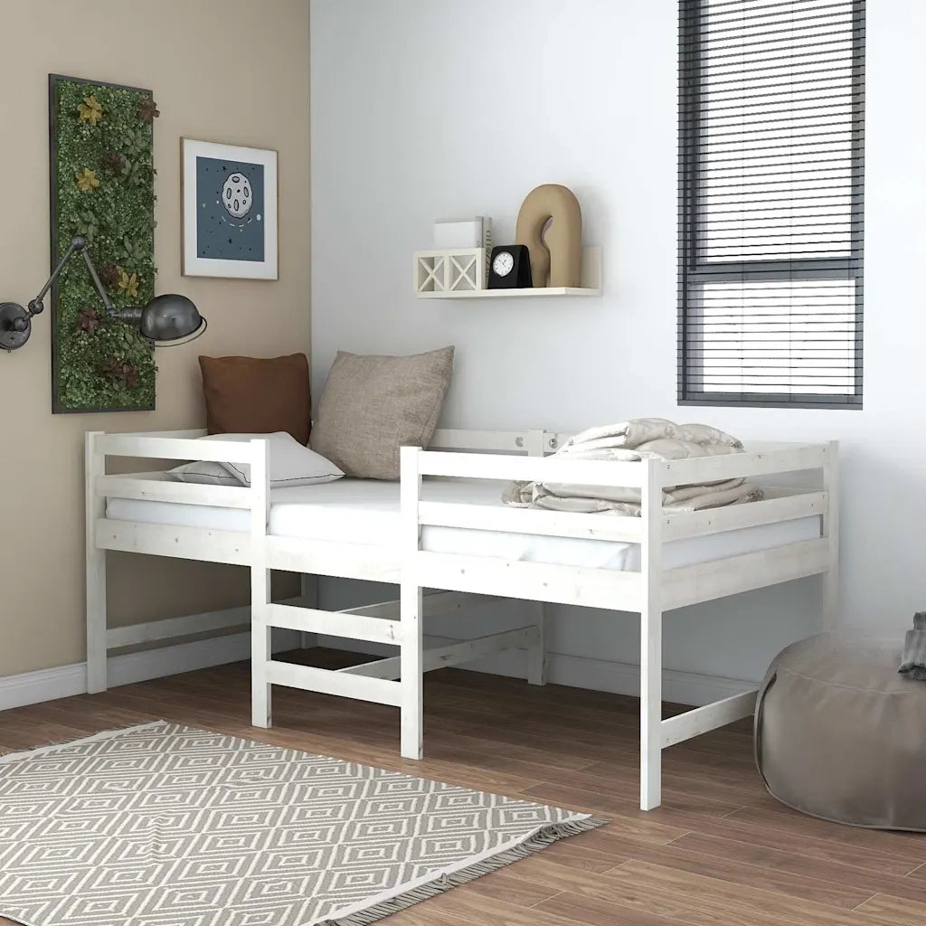 Letto singolo | Letto per adulti | Giroletto senza Materasso Bianco 90x200 cm Legno Massello Pino