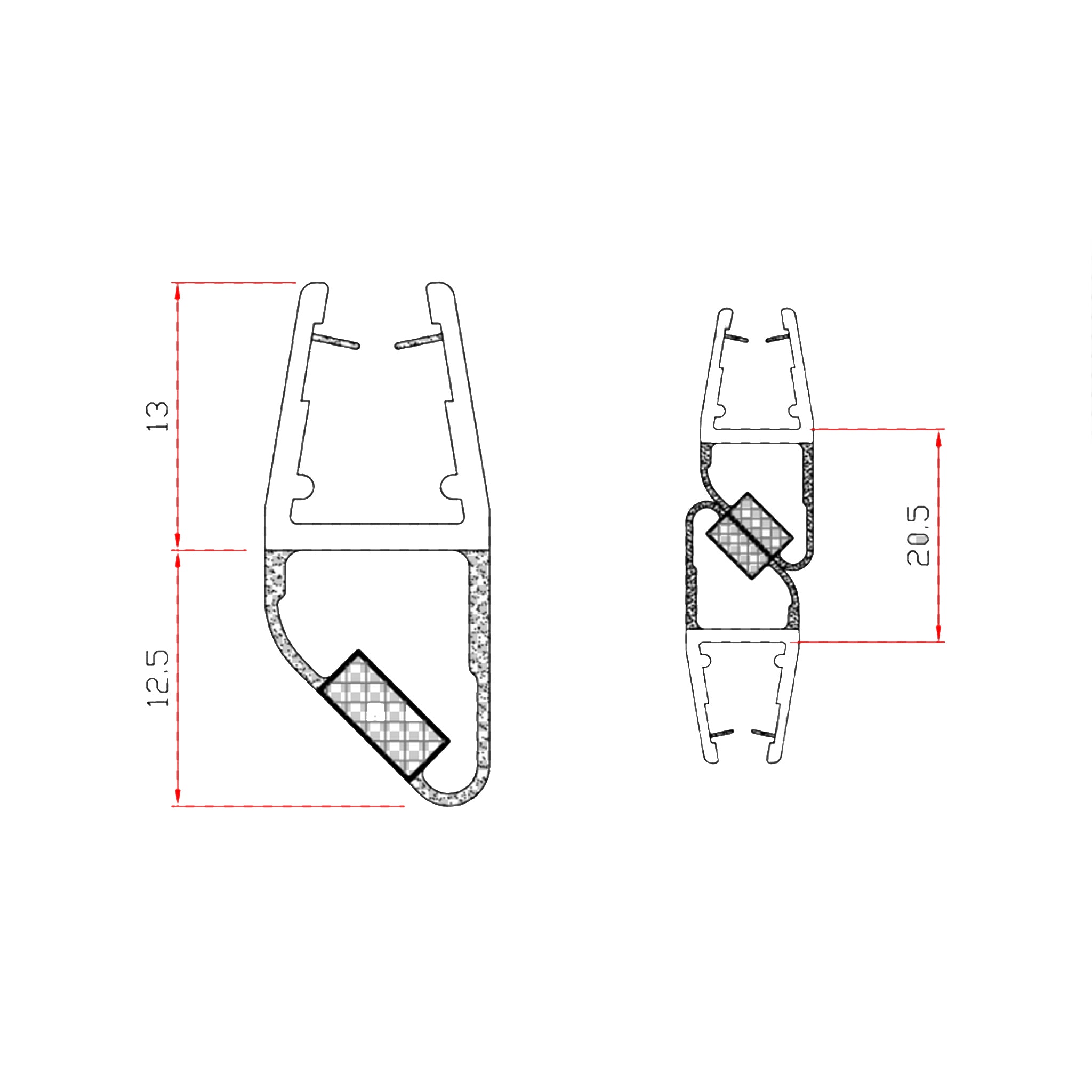 Kit 2 Pezzi Guarnizione Magnetica Per Box Doccia Vetro 6-8mm