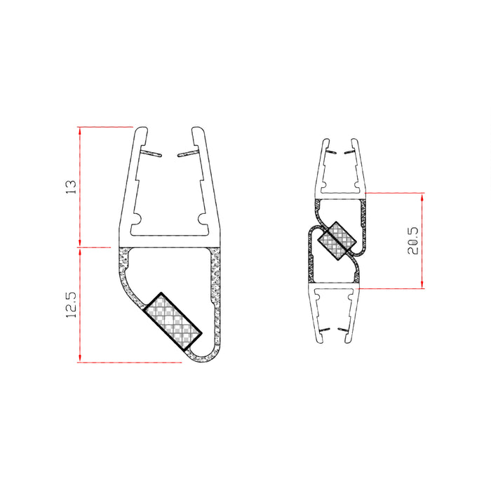 Kit 2 Pezzi Guarnizione Magnetica Per Box Doccia Vetro 6-8mm