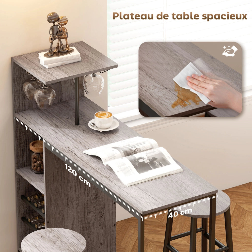 Tavolo da bar con sgabelli ¨C zephmum ¨C legno naturale