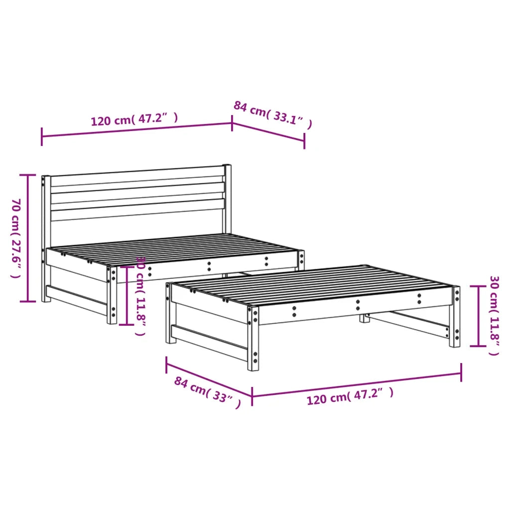 Set Salotto da Giardino 2 pz in Legno Impregnato di Pino 3186591