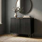 Credenza Multiuso Trondi Mobile Contenitore a 2 Ante 75 x 80 x 40 cm - Nero [en.casa]