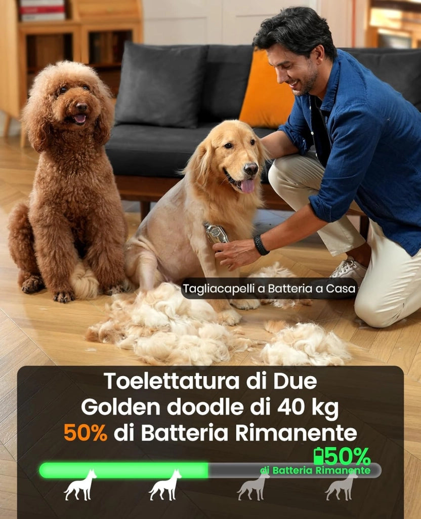 Tosatrice per cani professionale, senza fili/ricaricabile, con pettini in metallo staccabili, a basso rumore, resistenti, per capelli spessi/ricci/fini/ondulati