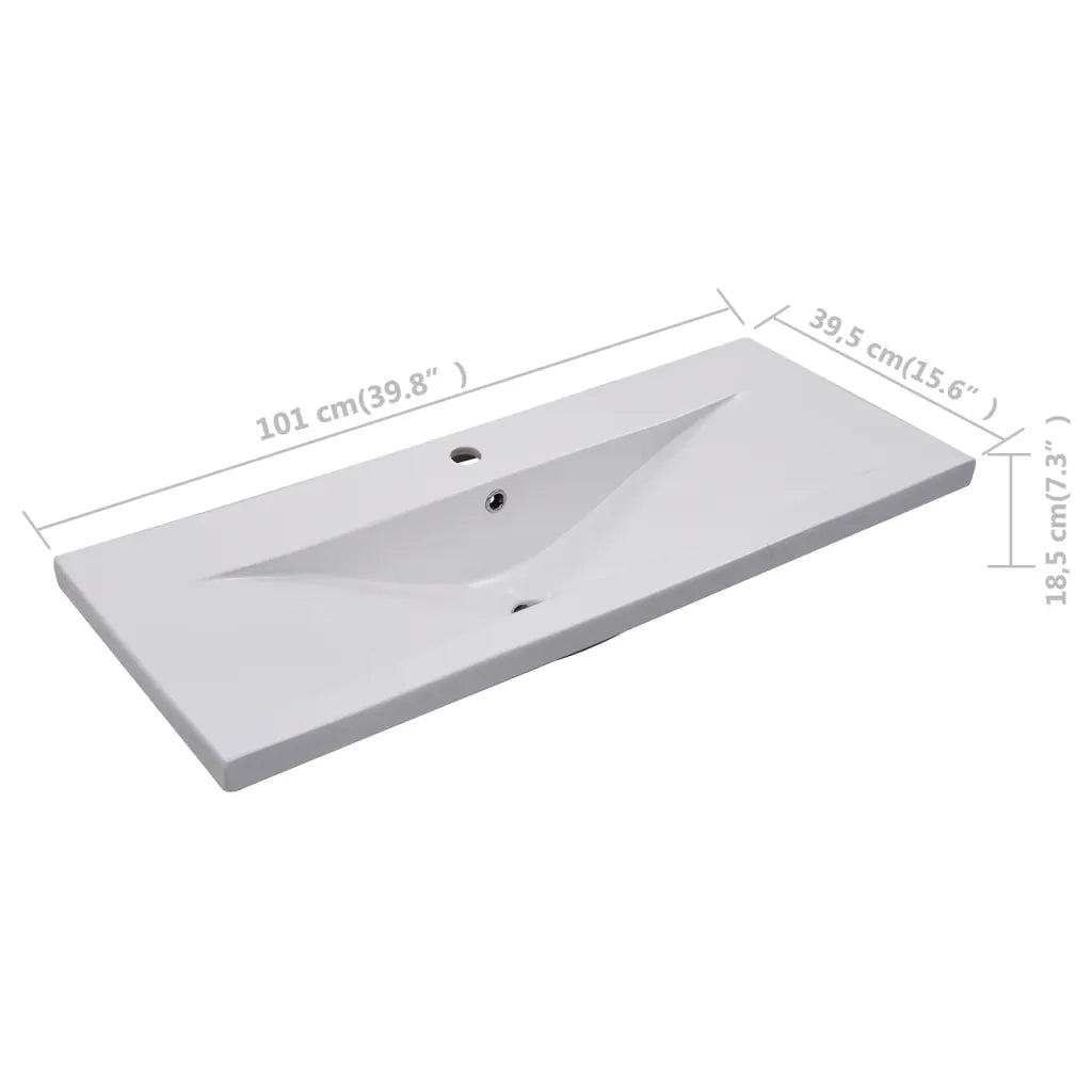 Lavabo da Incasso-Lavandino-Lavello 101x39,5x18,5 cm in Ceramica Bianco