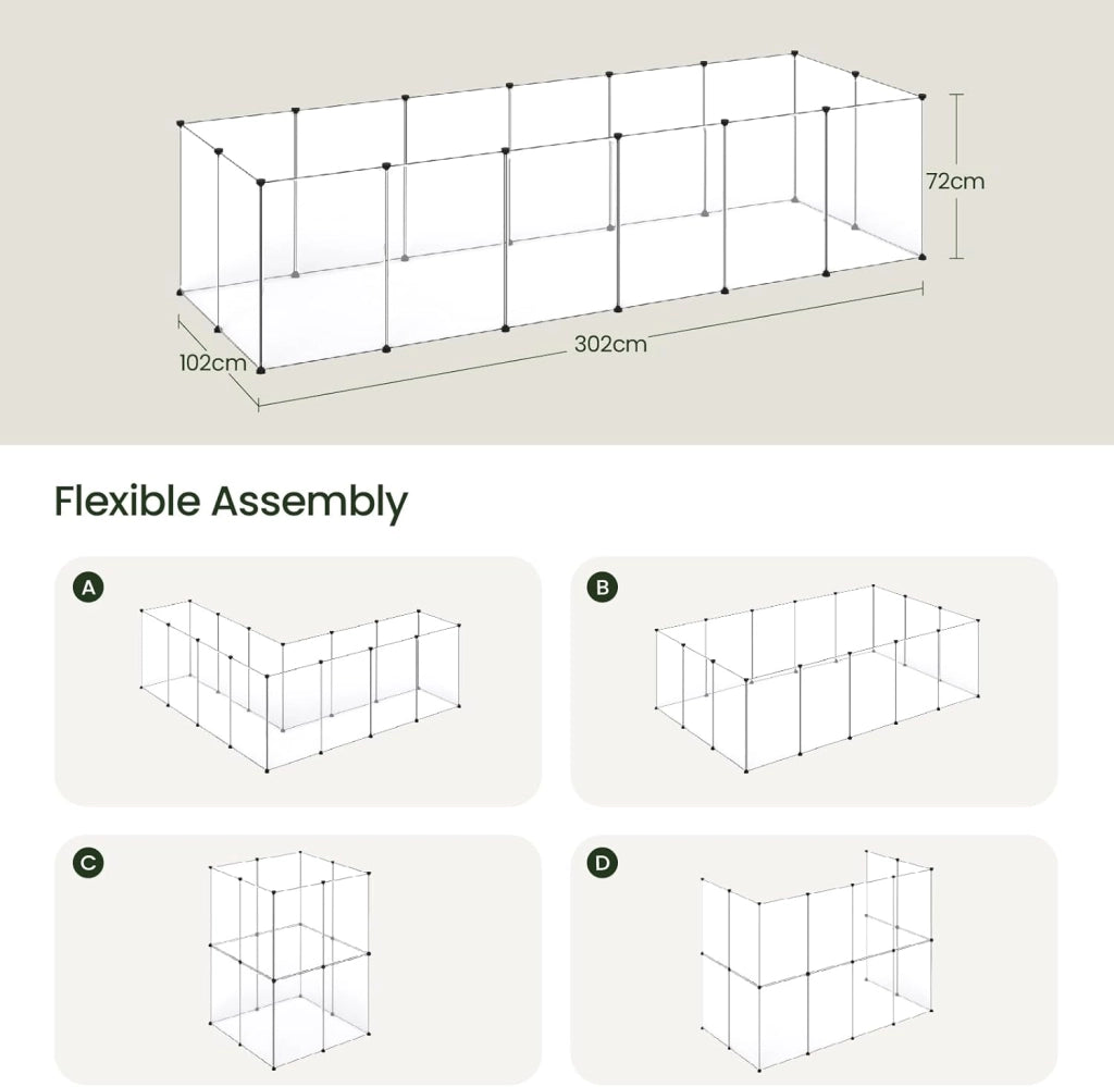 Recinto coniglio in plastica, parco per porcellini d'India 302x102x72cm