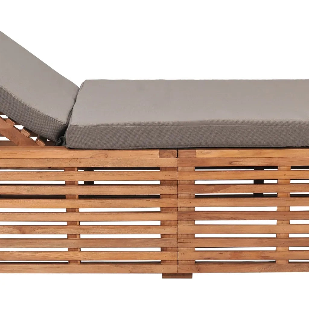 Lettino Prendisole con Cuscino Grigio Scuro in Legno di Teak 316038