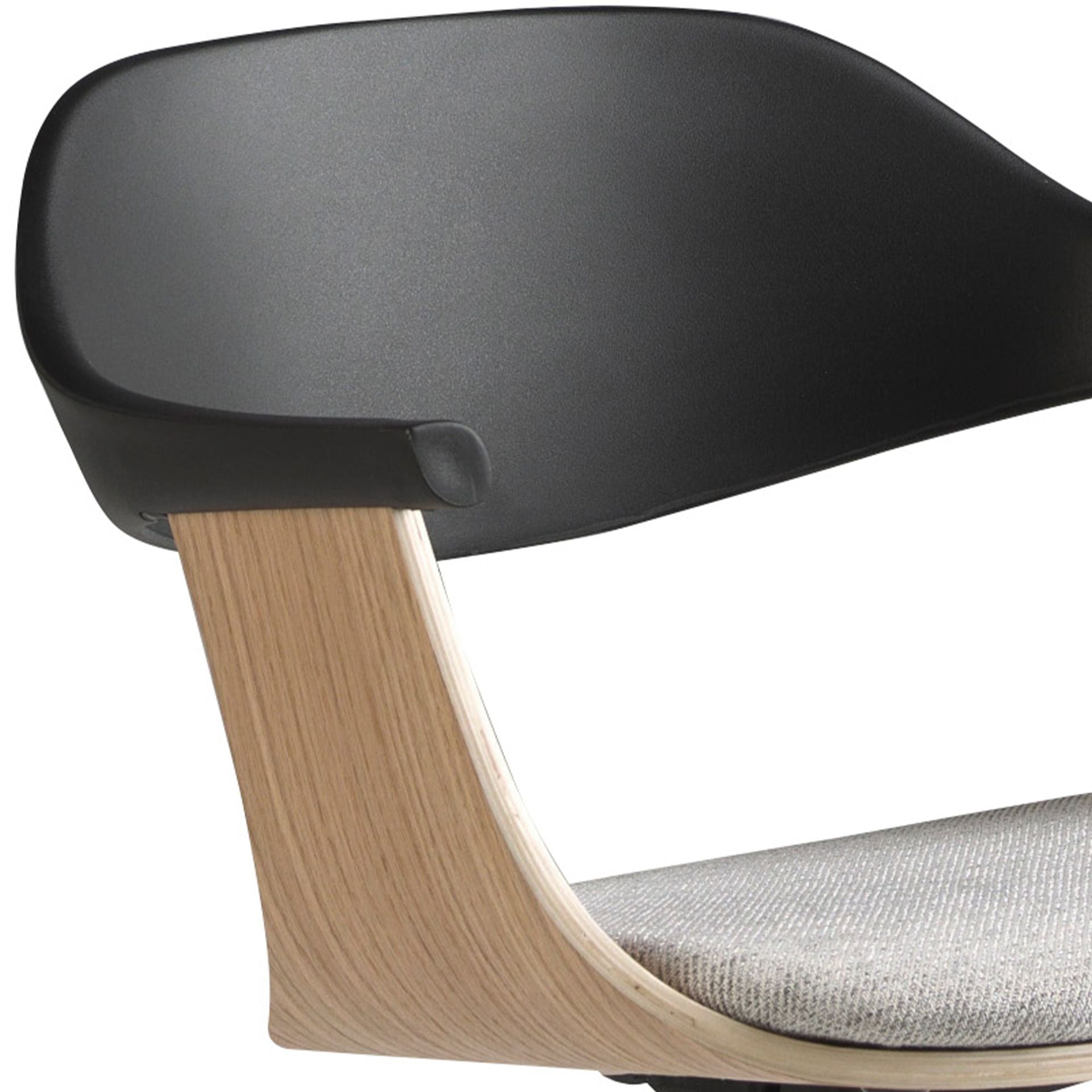 Sedia girevole da ufficio in tessuto grigio chiaro e pvc nero