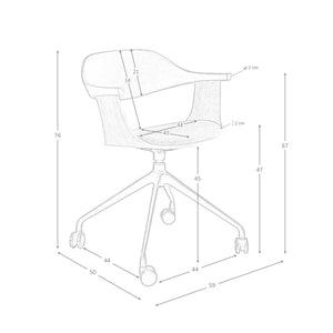 Sedia girevole da ufficio in tessuto grigio chiaro e pvc nero