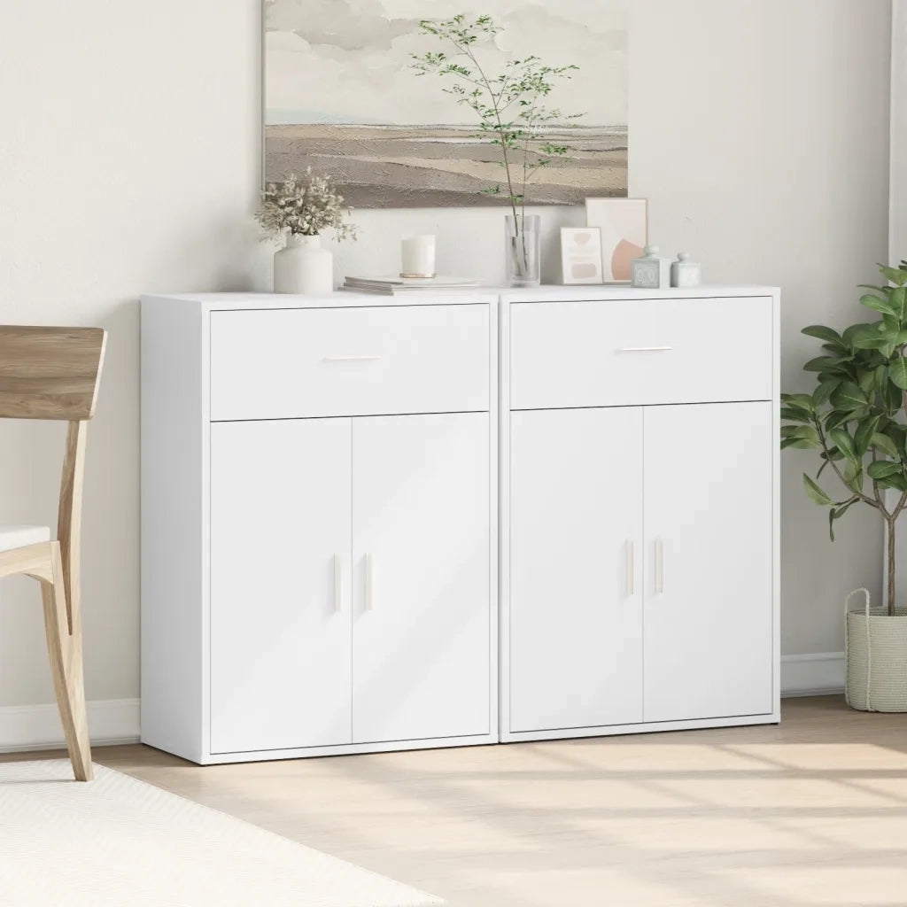 Credenze 2 pz | Madia | Buffet da pranzo | Armadio da pranzo Bianche 60x30x84 cm in Legno Multistrato