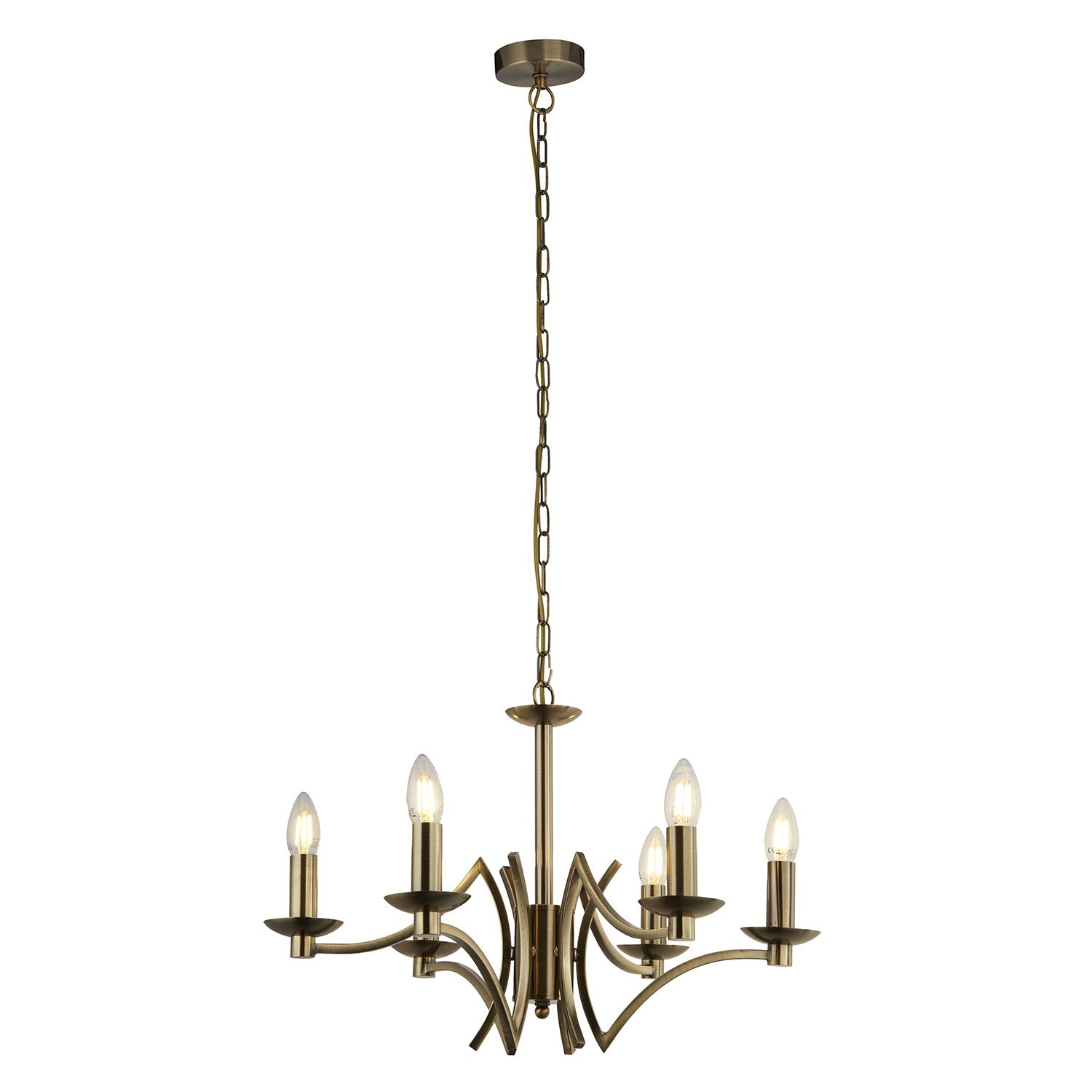 Lampadario Industrial-Nordico Ascot Acciaio Ottone 6 Luci E14