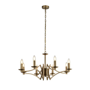 Lampadario Industrial-Nordico Ascot Acciaio Ottone 8 Luci E14